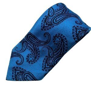 Tie Men's Necktie Polyester Blue Black Paisley Mod Disco 70's